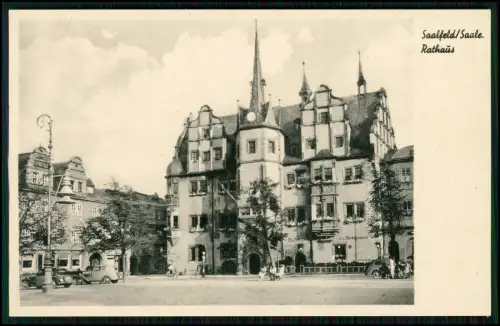 Foto AK - Renaissance Rathaus - in Saalfeld Saale - am Marktplatz in Thüringen