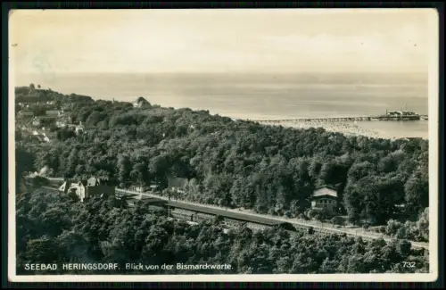 Foto AK Blick auf Bahnhof Heringsdorf Usedom von der Bismarckwarte 1931 gel.