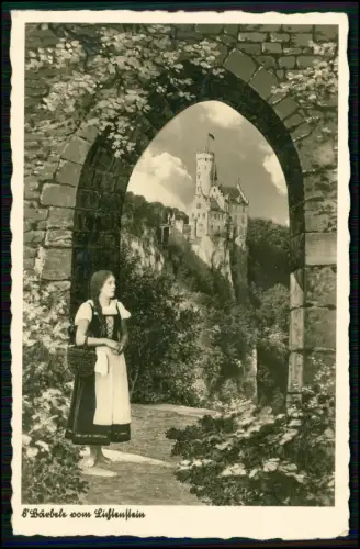 AK - Schloss Lichtenstein Frau Bärbele vom Lichtenstein - 1941 Feldpost gelaufen
