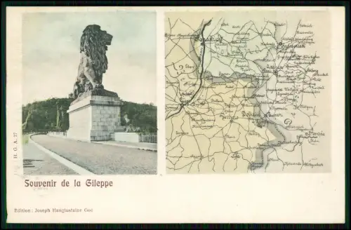 AK - Löwe von Waterloo auf Sockel - Gilleppe-Talsperre Belgien - 1909 gelaufen