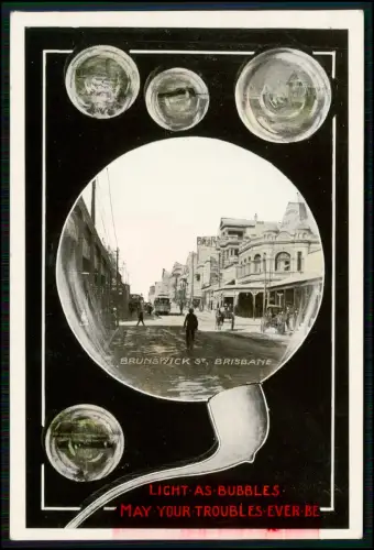 Präge AK- Brunswick Street Brisbane Australien - in Seifenblase dargestellt 1905