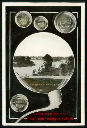 Präge AK - Botanic Gardens Brisbane Australien - in Seifenblase dargestellt 1905