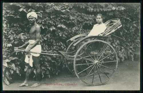 AK - Dame in einer Jinriksha Rikscha - in Colombo Ceylon Sri Lanka - um 1905
