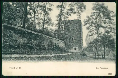 AK - Poetenweg in Riesa an der Elbe - und den dortigen Wasserturm - 1907 gel.