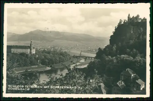 AK - Bodenbach Děčín - Schloss Děčín Tetschen mit Schäferwand - 1938 gelaufen