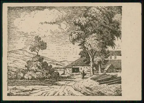 AK - Alte Sägemühle Das schöne Niedersachsen Originalzeichnung von Gustav Galiun