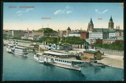 AK - Mainz am Rhein - Raddampfer Personenschifffahrt - 1915 Feldpost gelaufen