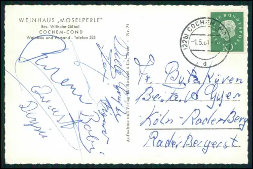 Foto AK - Weinhaus Moselperle - Cochem-Cond - Gastraum Barbereich Terrasse ....