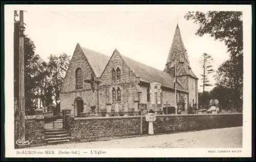 AK - Kirche Saint-Aubin - in Saint-Aubin-sur-Mer Seine-Maritime - um 1930