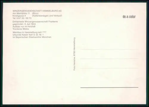 AK - WINZERGENOSSENSCHAFT HAMMELBURG - Kellereianlagen und Verkauf -Kirchgasse 4