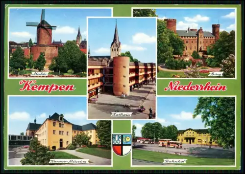 2x AK - Kempen am Niederrhein - historische Windmühle Rathausgebäude und andere