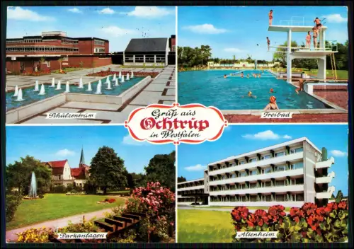 2x AK - Ochtrup in Westfalen - Schützenzentrum Freibad Schwimmbecken Sprungturm