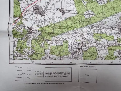 Landkarte Heereskarte Dienstgebrauch Großblatt Nr. 378 Kowel uvm. Ukraine 1941