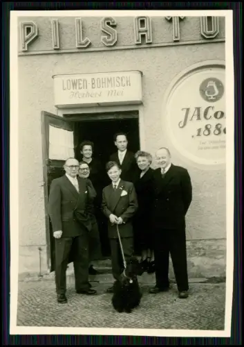 4x Foto - Gaststätte Löwen-Böhmisch Herber Mei - Werbung Weinbrand Jacobi 1880