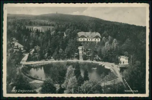 AK - Gasthof Pension Waldesruh in Bad Ziegenhals Głuchołazy Polen 1936 gelaufen