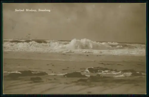 2x Foto AK Seebad Misdroy Międzyzdroje Polen Brandung des Meeres u.a. 1926 gel.