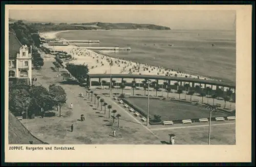 AK - Kurgarten und Nordstrand von Zoppot - Sopot in Polen Ostseeküste - um 1930