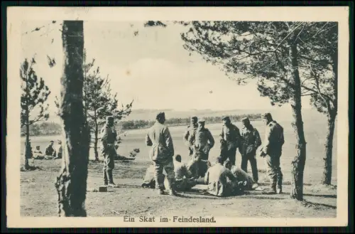 AK 1. WK Ein Skat im Feindesland - geschrieben Frankreich 1915 Feldpost gelaufen