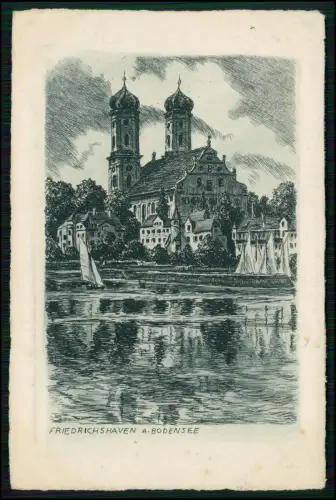 AK - Original Radierung Handabzug - Schlosskirche Friedrichshafen am Bodensee