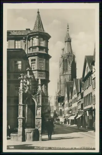 Echt Foto AK - Reutlingen - Lindenbrunnen und Marienkirche - 1928 gelaufen