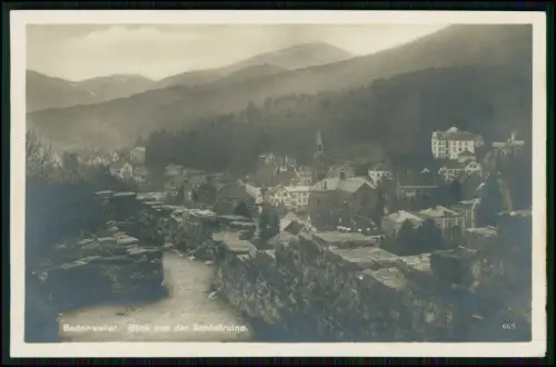 Foto AK - Badenweiler im Südschwarzwald - Blick von der Burgruine auf den Ort