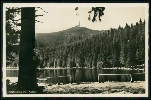 Foto AK - Großer Arbersee - mit dem Großen Arber Ostmark 1938 Feldpost gelaufen