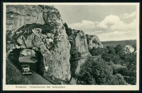 AK Felsentunnel Gutenstein - 1938 versteckt hinter Briefmarken-Sprache Zeichnung