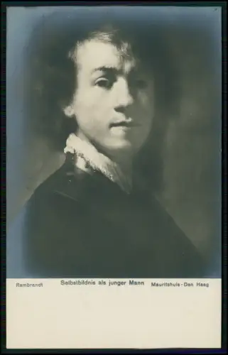 2x AK - Selbstbildnis Rembrandt - Rückseite Wybert Tabletten Heiserkeit Katarrh