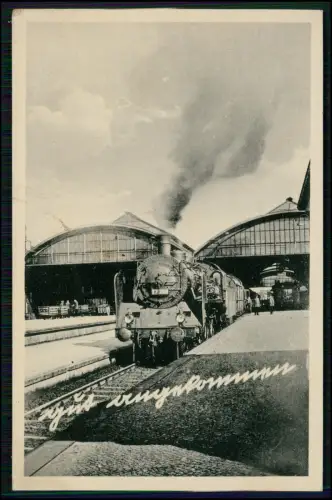 AK Lokomotive Bahnhof - 1943 Feldpost - von Funker L.N.S. 3 in Pocking 2 Bayern