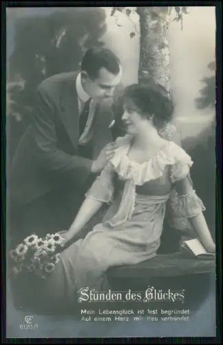 6x Künstler AK - Stunden des Glücks - Serie 1-6 - 6120 GLC - Rücks. Handschrift