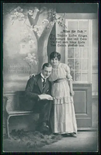 4x AK - Alles für dich ! - Serie 1-4 - Liebespaar - 1915 Rückseite Handschrift