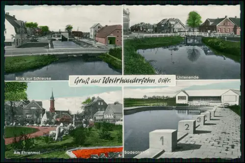 AK - Westrhauderfehn  Leer in Ostfriesland - Kriegerdenkmal Schleuse Badeanstalt