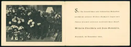 Glückwünsche Bielefeld 1945 - Silberhochzeit von Wilhelm Oberschelp und Frau