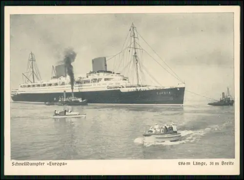 AK - Schnelldampfer Europa Norddeutscher Lloyd - 1928 vom Stapel Passagierschiff