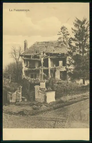 AK 1. WK - La Pommeraye Kriegszerstörung Calvados Normandie - 1915 Feldpost gel.