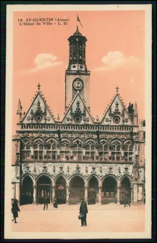 AK - Hôtel de Ville Rathaus von Saint-Quentin - im Département Aisne, Frankreich