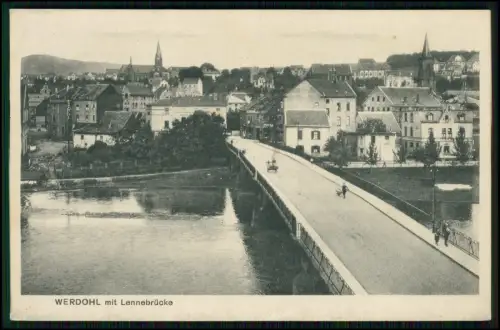 AK - Werdohl im Sauerland - Blick auf die Lennebrücke und Stadt - 1928 gelaufen