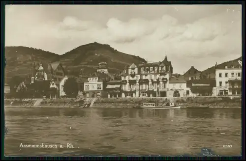 Foto AK-  Assmannshausen Rüdesheim am Rhein - Hotel Jung zum Anker - 1927 gel.