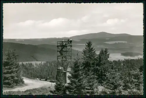 Echt Foto AK - Festenburg Harz Schalker Turm -Blick von der Schalke zum Brocken