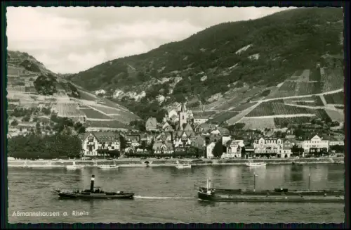 Echt Foto AK - Assmannshausen - Rüdesheim am Rhein - Rheinschifffahrt Boote u.a.