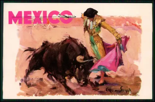 AK - Mexicana de Aviación - Stierkampf Corrida de Toros Torero mit einem Stier