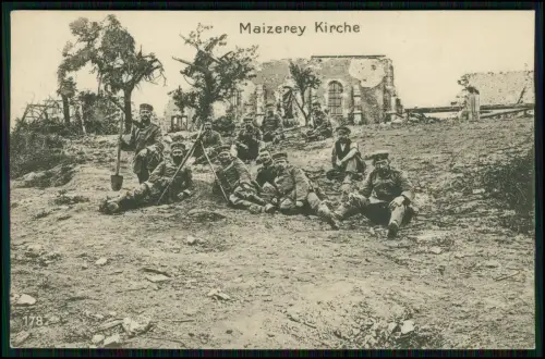 AK 1. WK - Maizery Maizeroy b. Metz Lothringen - Soldaten zerstörte Kirche