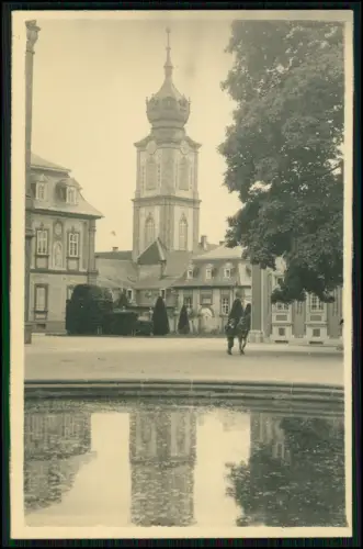 2x Foto AK - Schloss Bruchsal Turm der Hofkirche Brunnen prächtiger Schlosshof