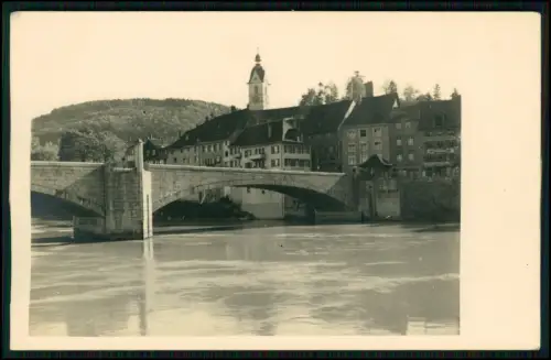 4x Foto AK Rheinbrücke in Laufenburg - Altstadthäuser Kirchturm - u.a. vom Rhein
