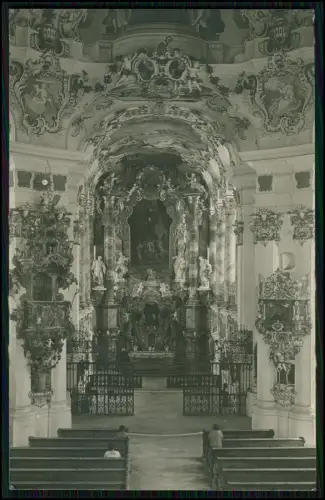 Foto AK Prächtig geschmückt Barockaltar süddeutsche Kirche Stuck Figuren Andacht
