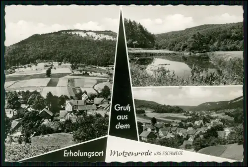 Foto AK Motzenrode Krs Eschwege Dorfansichten Teich - Feld und Hügellandschaften