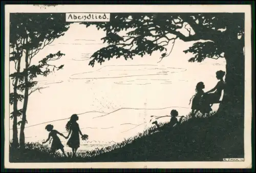 2x Scherenschnitt Karte Forck Abendlied und Morgenwind zeigen Natur und Kindheit