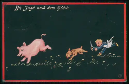 Die Jagd nach dem Glück - Szene Junge mit Messer verfolgt Hund und Glücksschwein