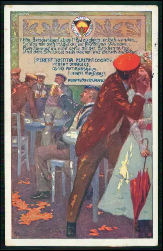 Burschenschaftliche Szene Studenten trinken küssen, singen ausgelassene Stimmung