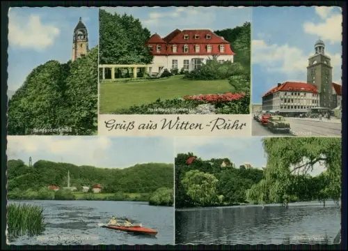 AK - Witten-Ruhr - Mehrbildkarte Bergerdenkmal, Parkhaus, Rathaus und Harkortsee